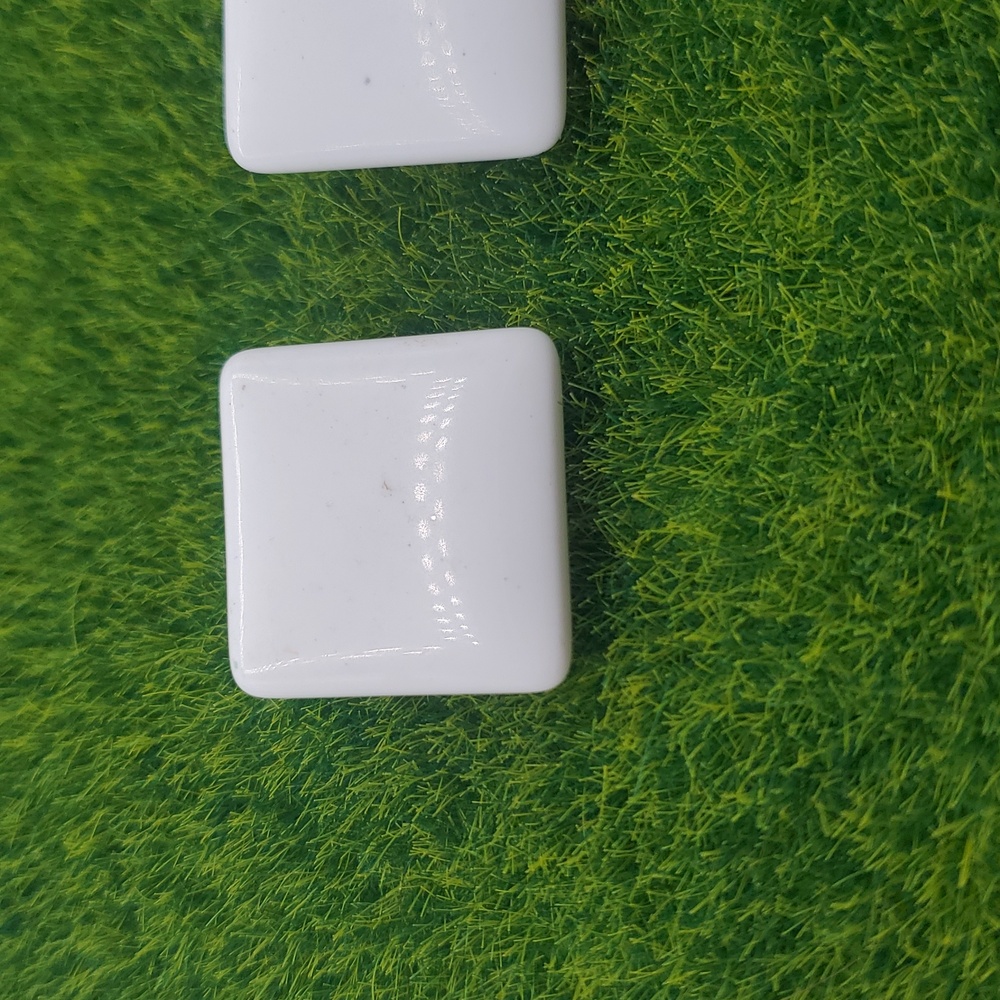 White Square Stud Earrings E1032 - image 2